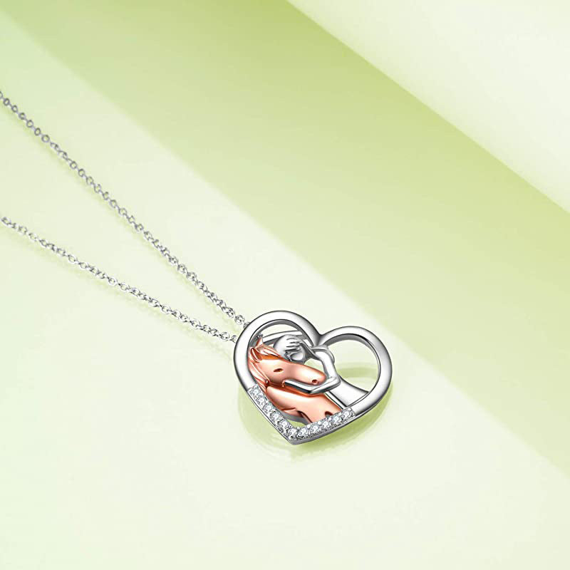 Girl and Horse Bond Heart Necklace