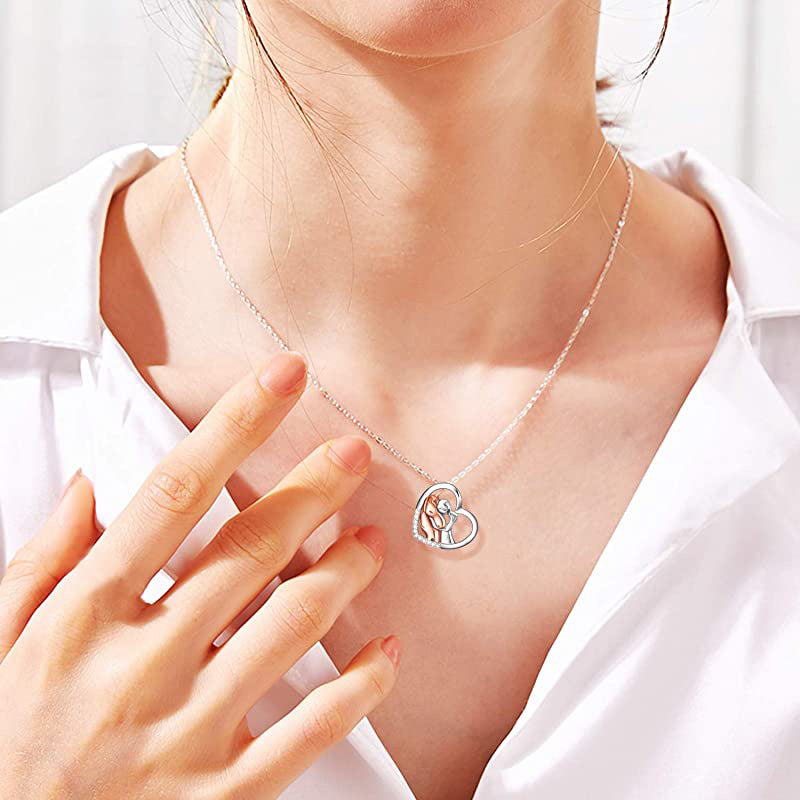 Girl and Horse Bond Heart Necklace