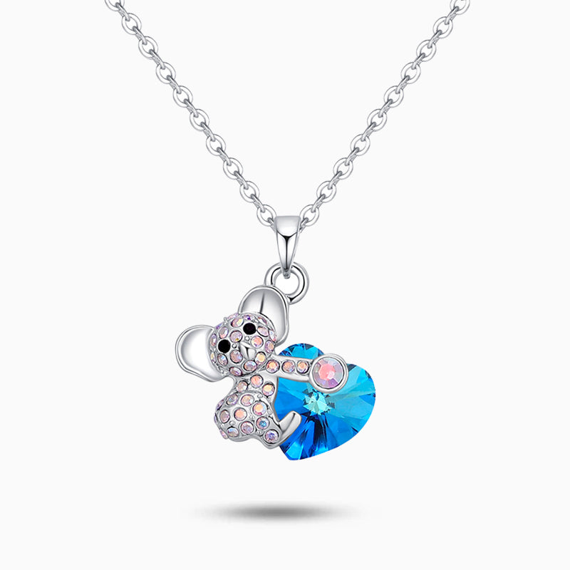 Koala Crystal Heart Necklace