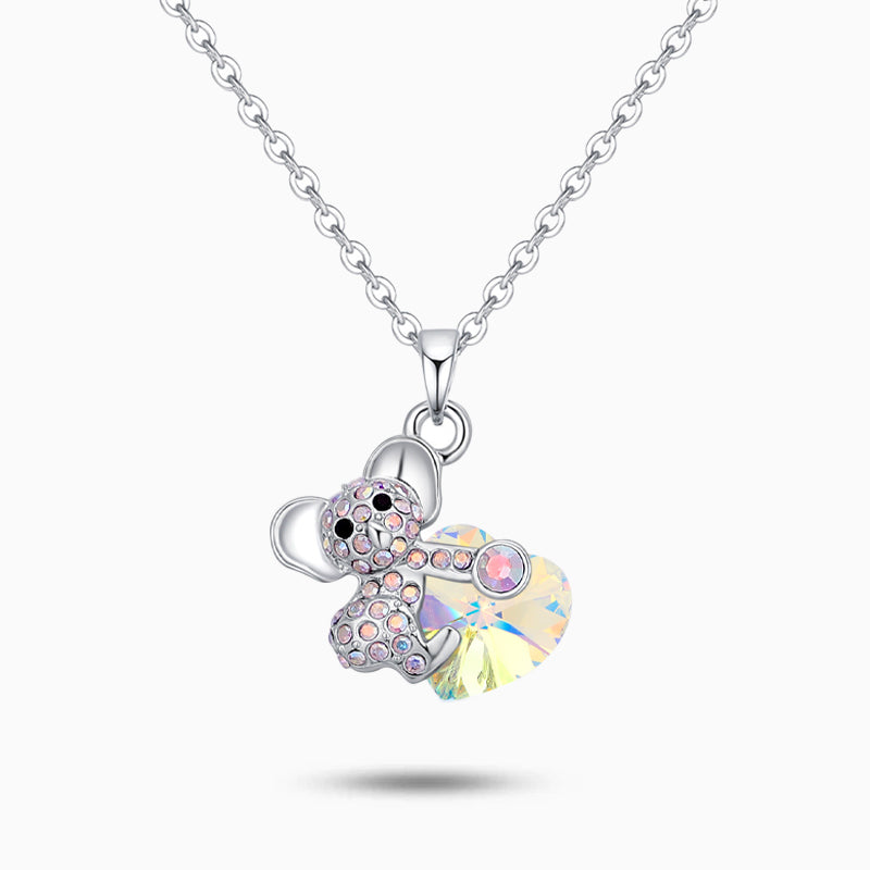 Koala Crystal Heart Necklace