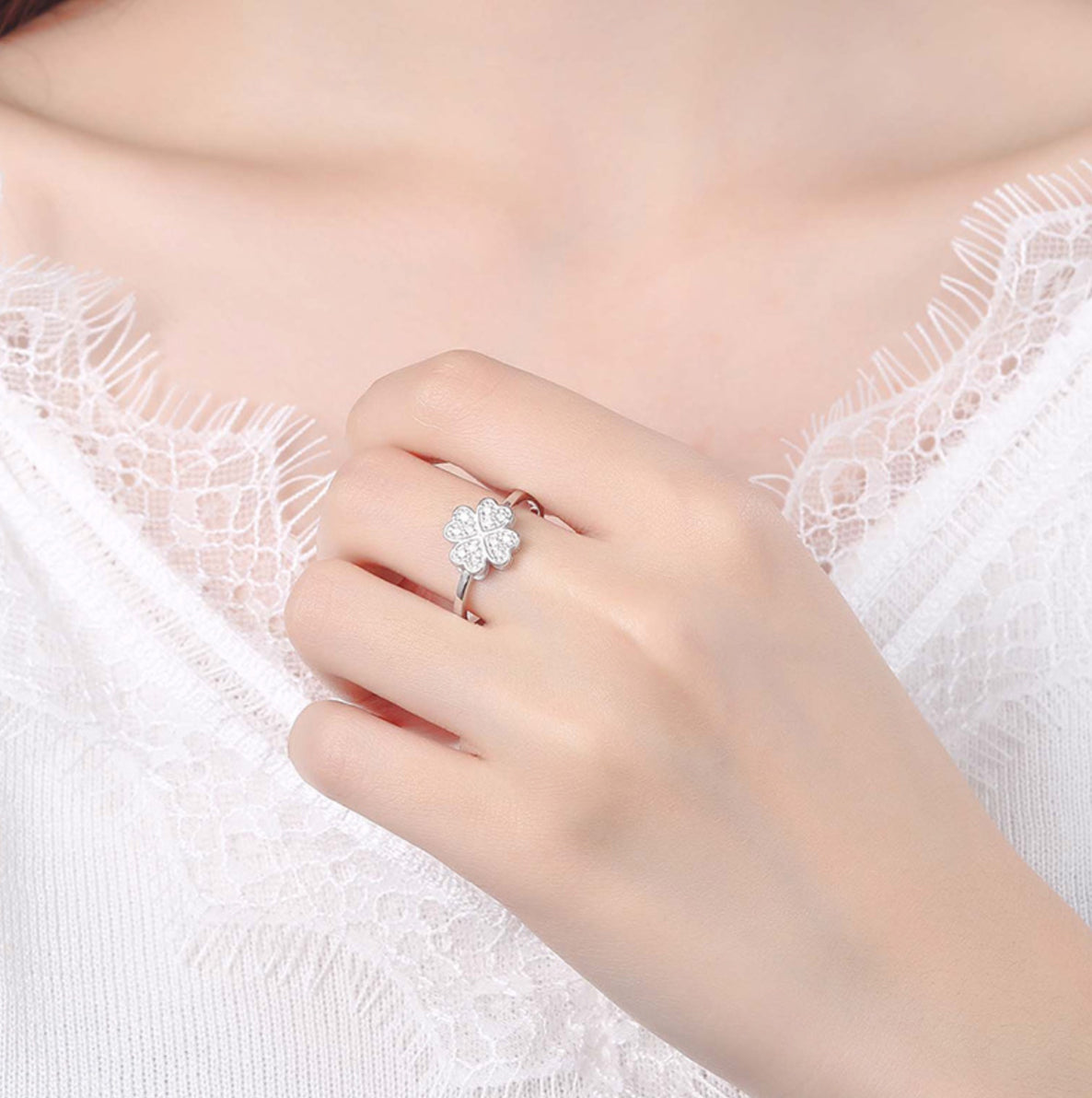 Four Heart Clover Ring