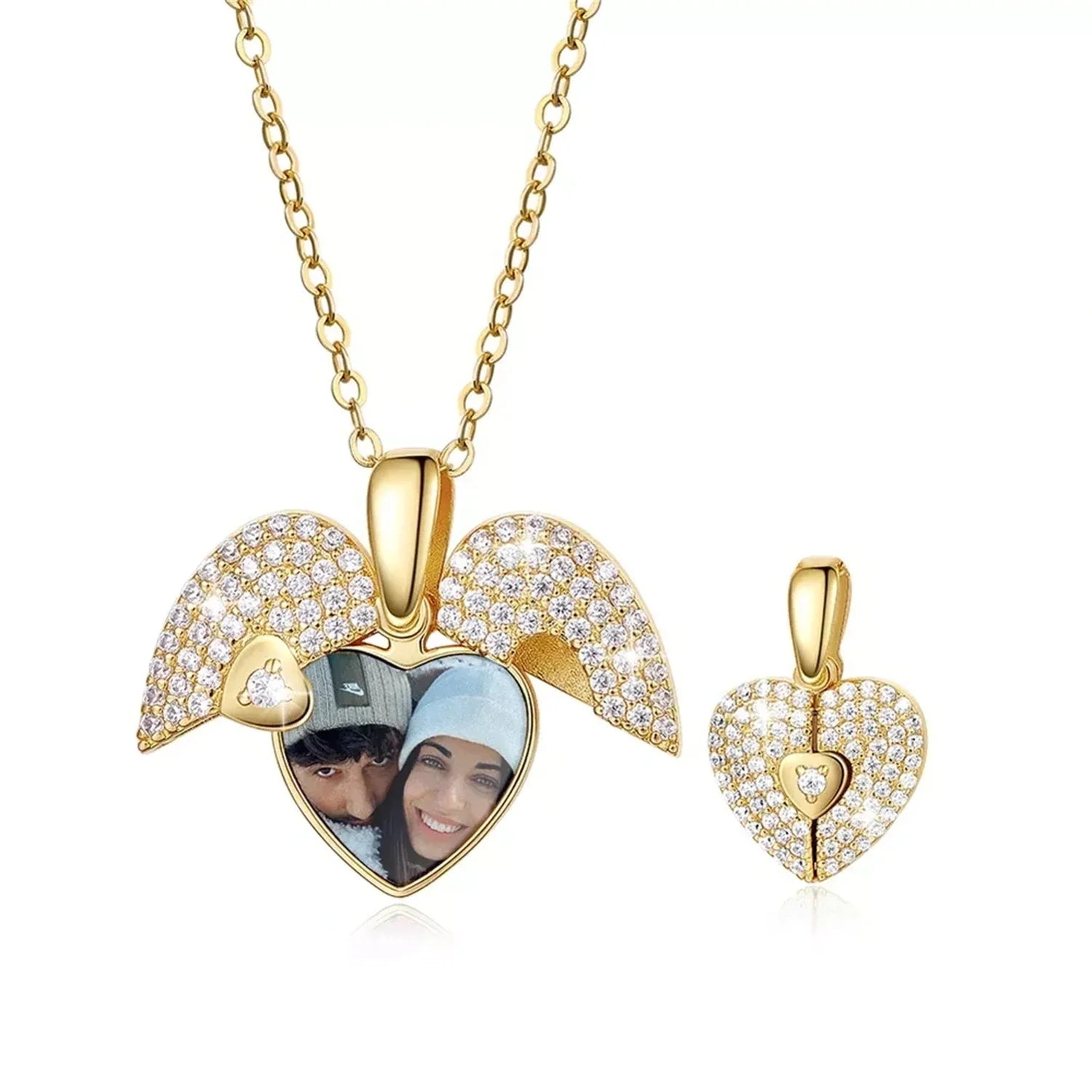 Personalized Heart Photo Locket Necklace