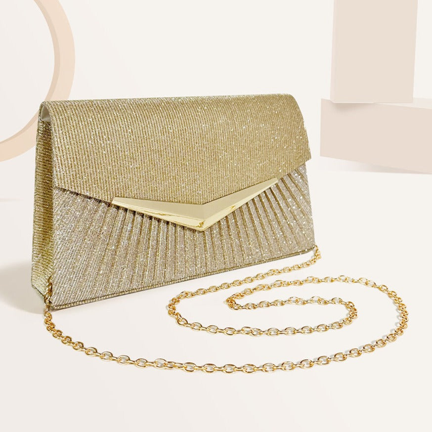 Amy Shiny Pleated Clutch Bag