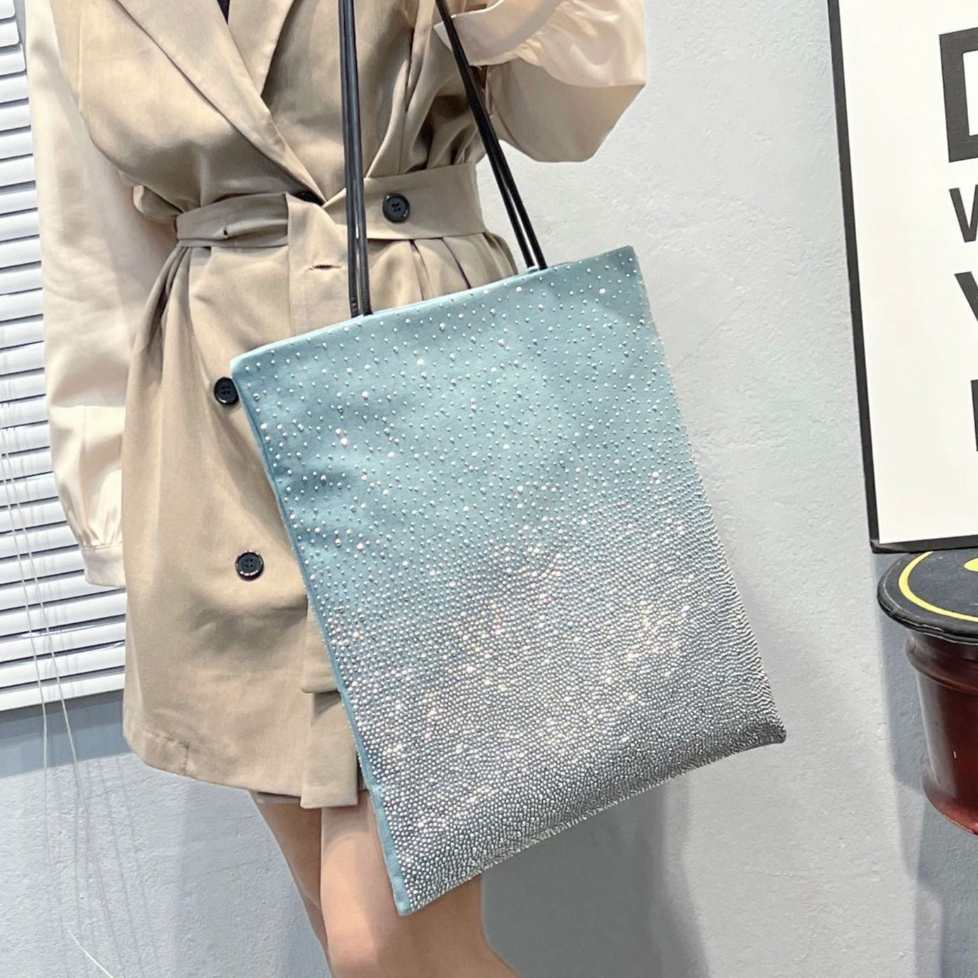 Karen Gradient Rhinestones Tote Bag