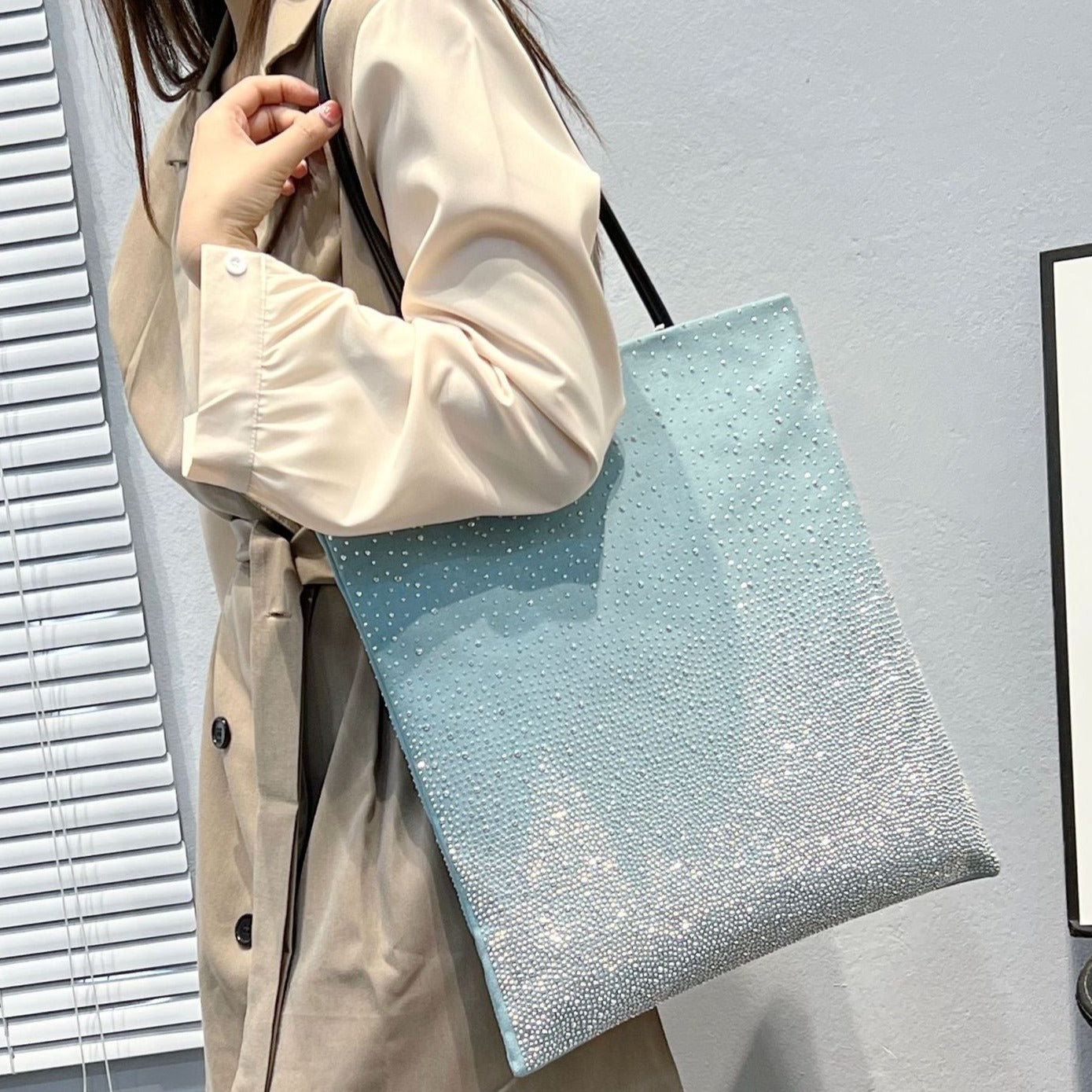 Karen Gradient Rhinestones Tote Bag