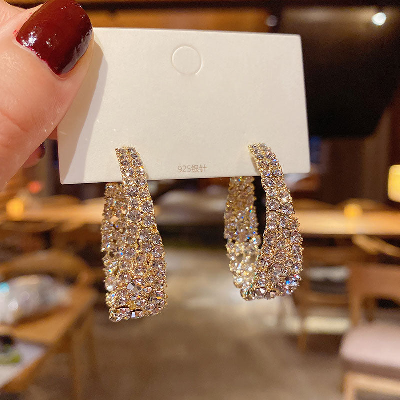 Grand Rhinestones Hoop Earrings