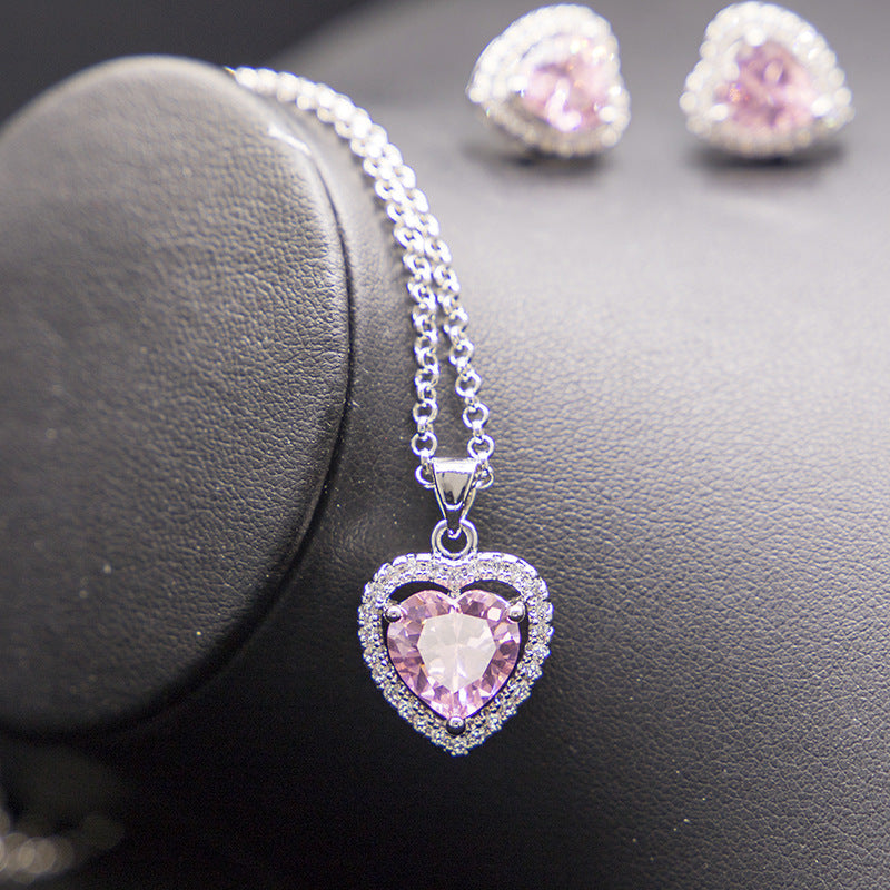 Sparkling Crystal Heart Jewelry Set