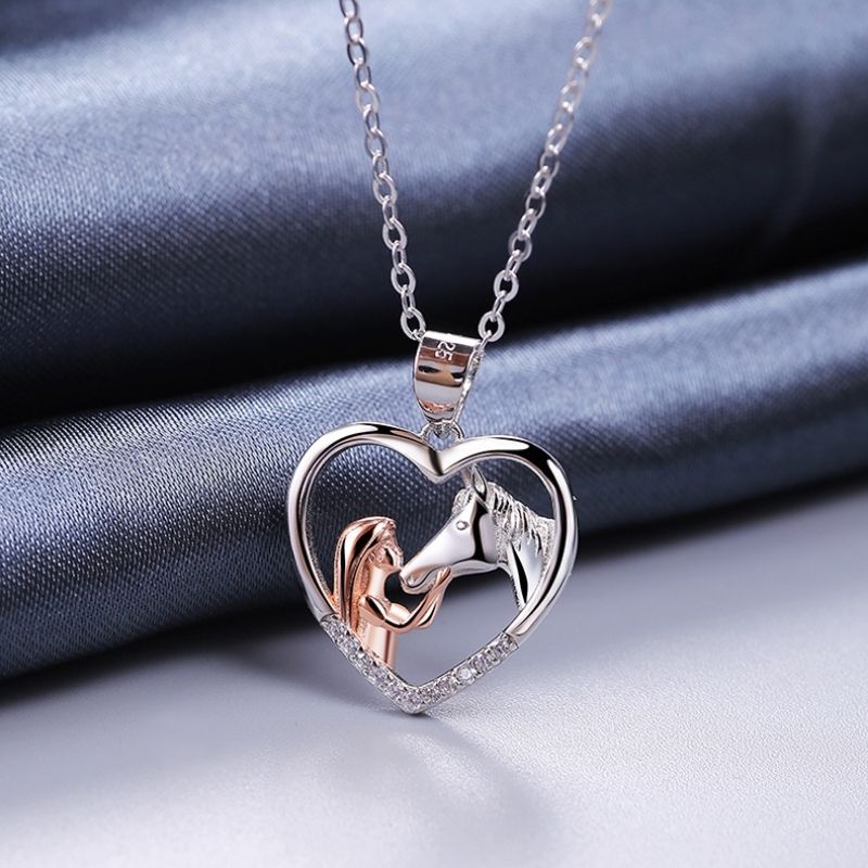 Girl And Horse Heart Necklace