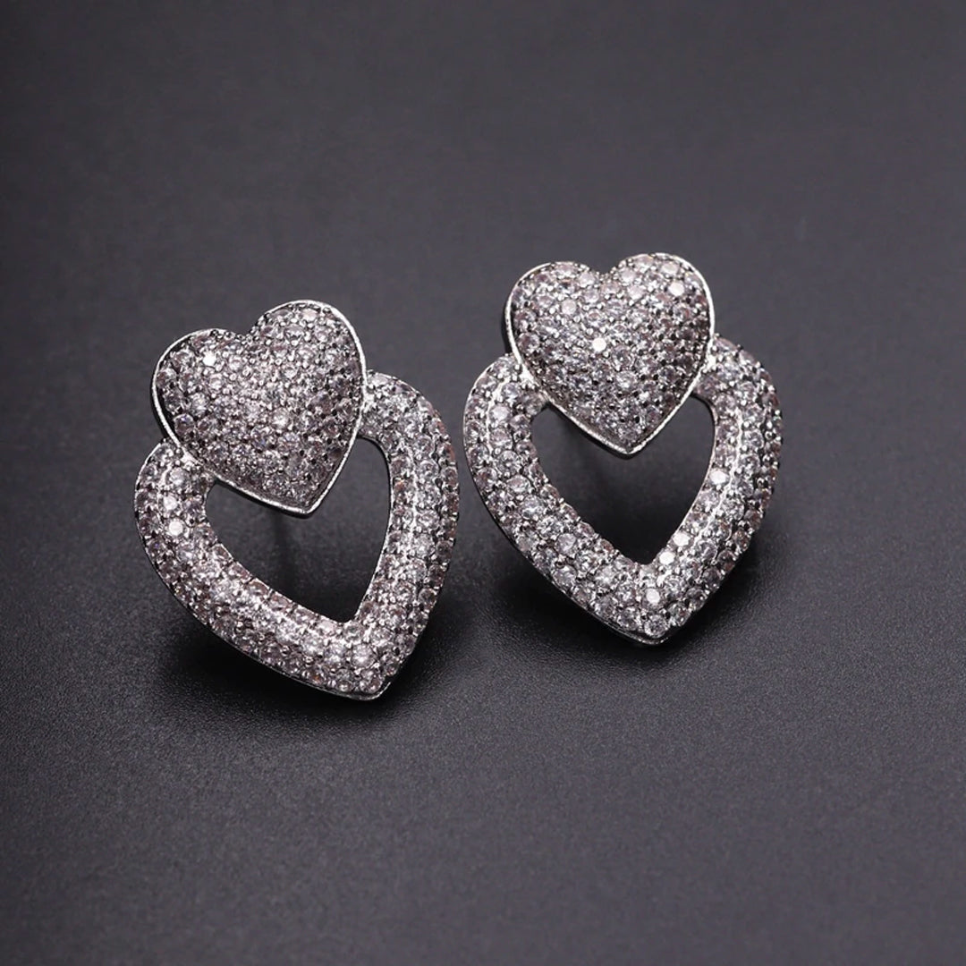 Lustrous Double Heart Jewelry Set