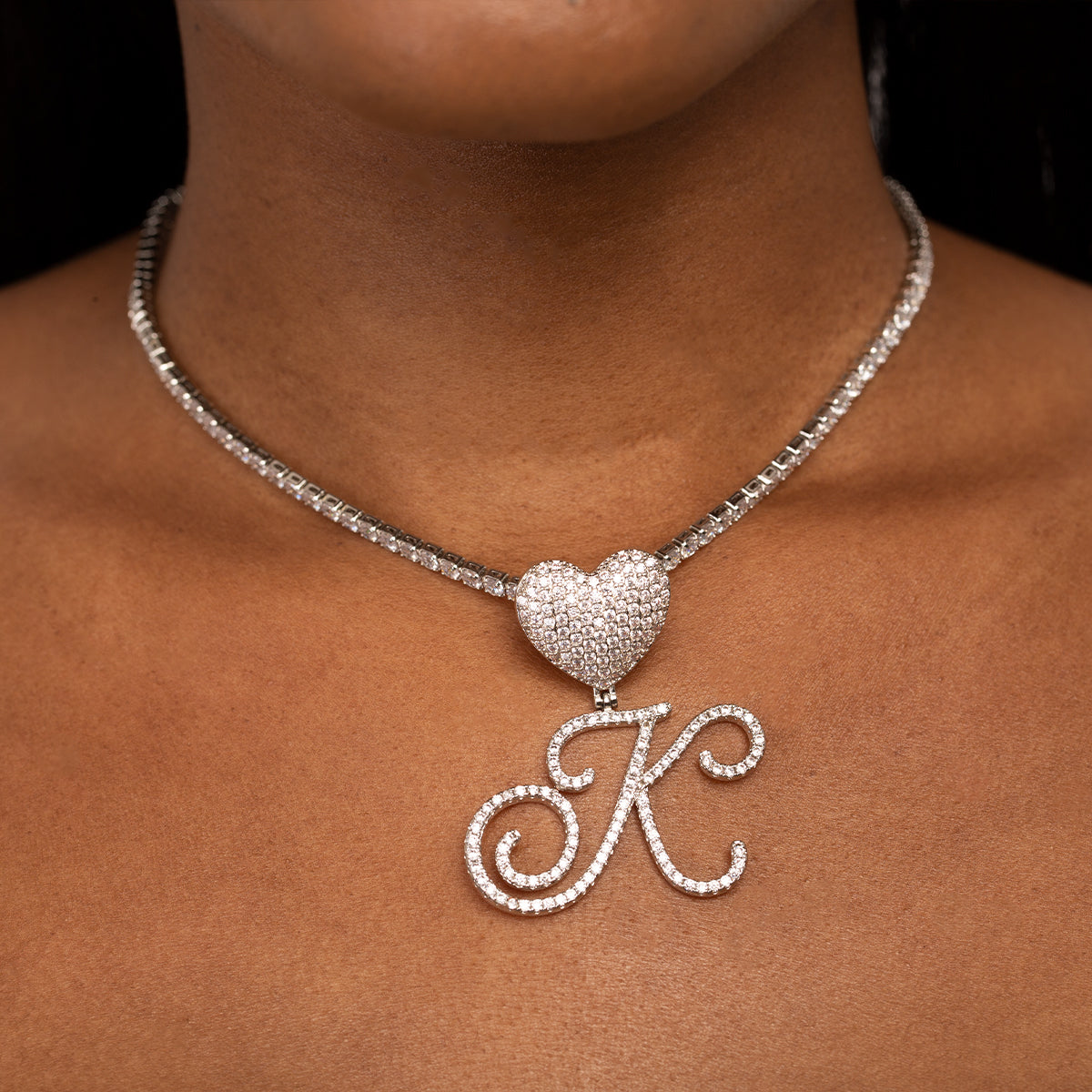 Verano Heart Initial Tennis Necklace