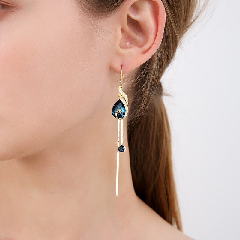 Blue Crystal Peacock Earrings