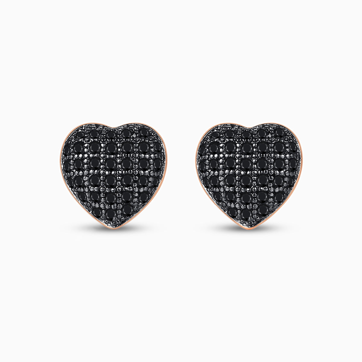 Black Rose Heart Stud Earrings