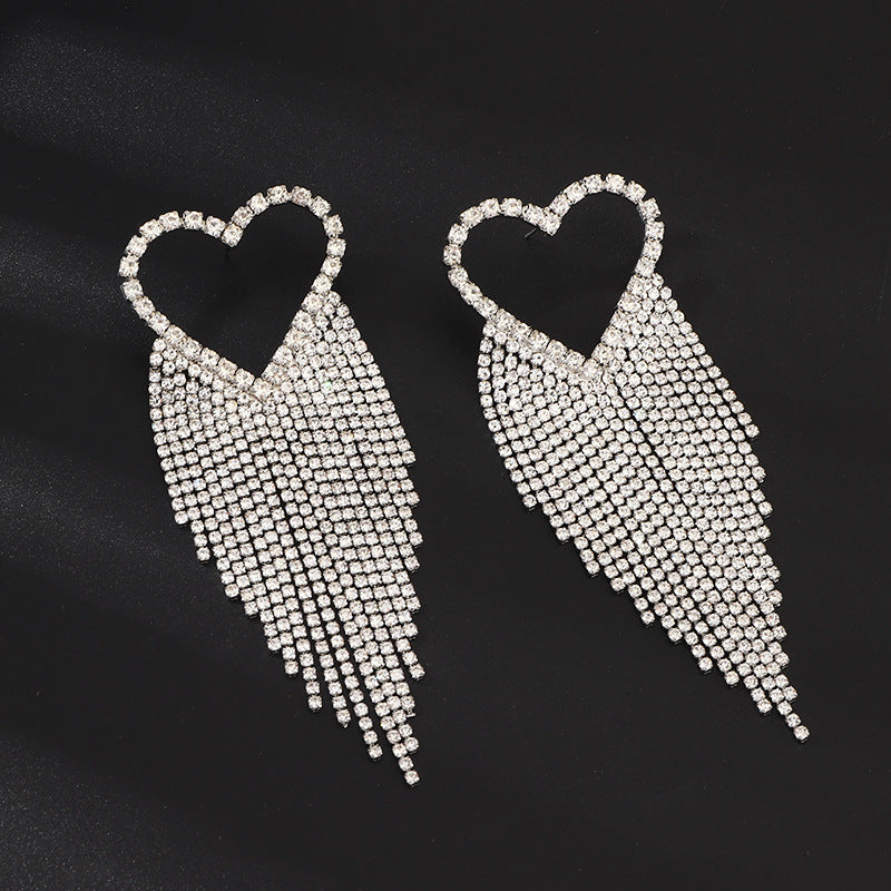 Brilliant Heart Tassel Earrings