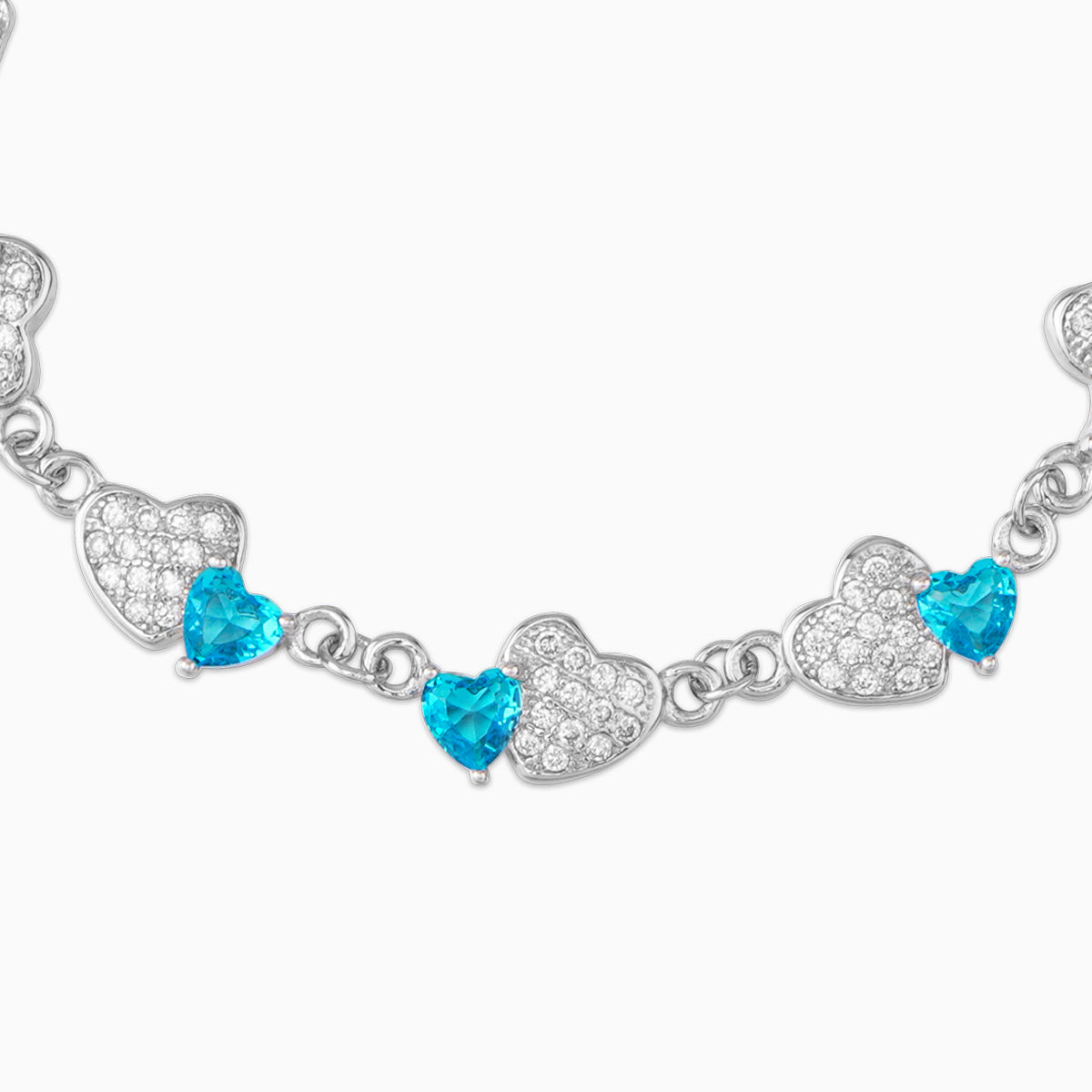 Blue Crystal Double Heart Bracelet