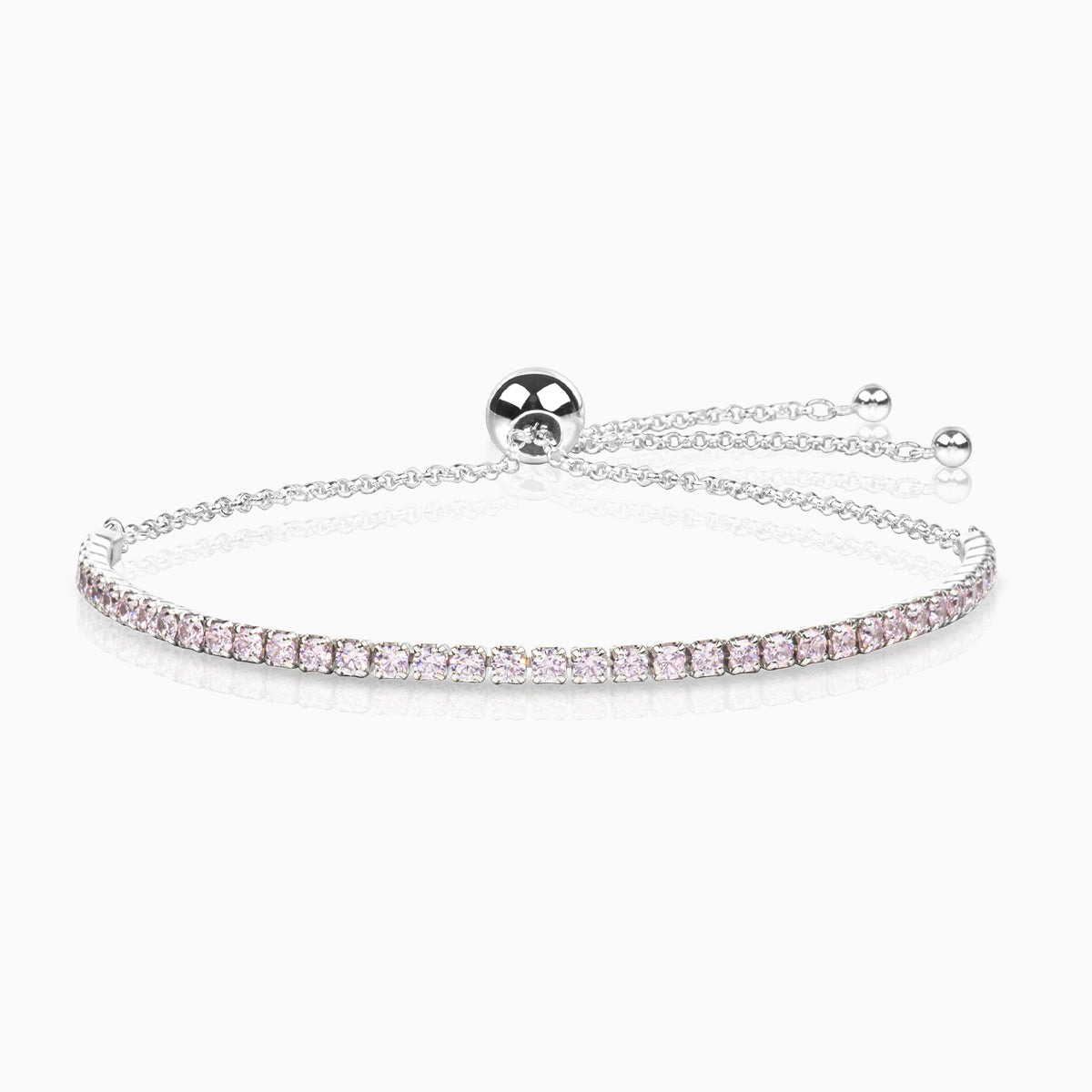 Dazzling Pink Stones Tennis Slider Bracelet