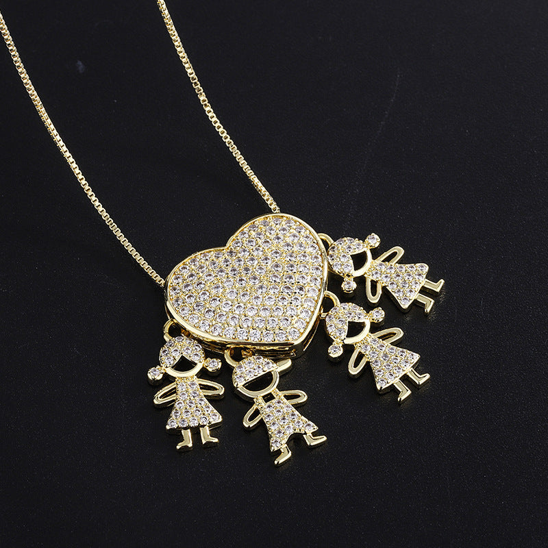 Sparkling Heart Family Necklace
