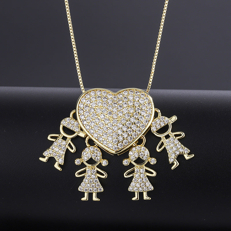 Sparkling Heart Family Necklace