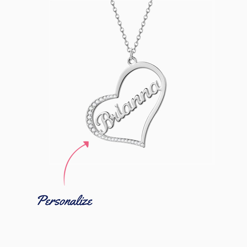 Sparkling Name In Heart Necklace