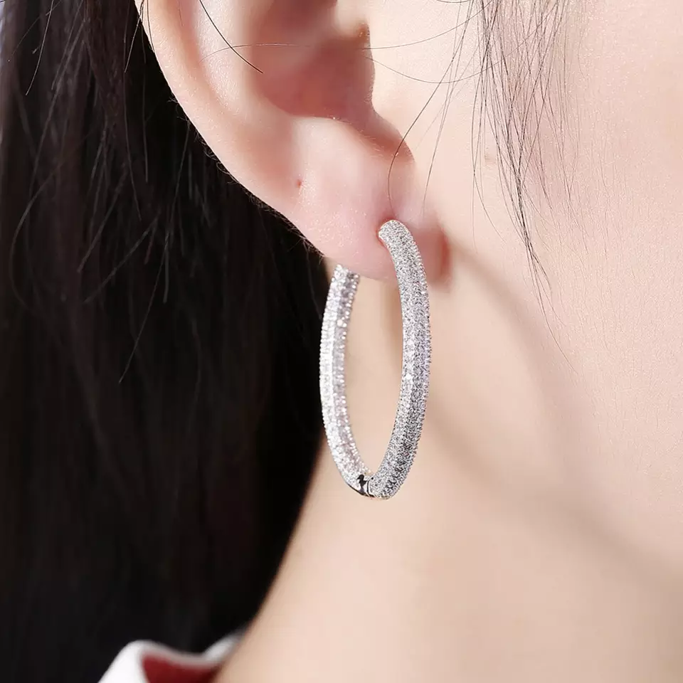 Sleek Zirconia Hoop Earrings