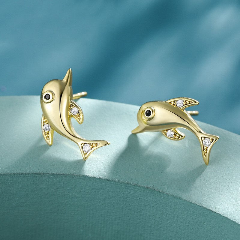 Golden Dolphin Earrings