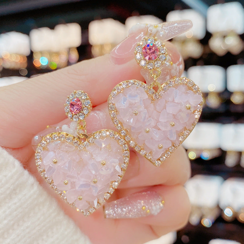 Crystal Flower Heart Earrings