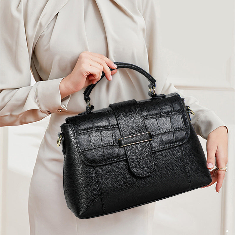 Amelie Genuine Leather Medium Tote Bag - black