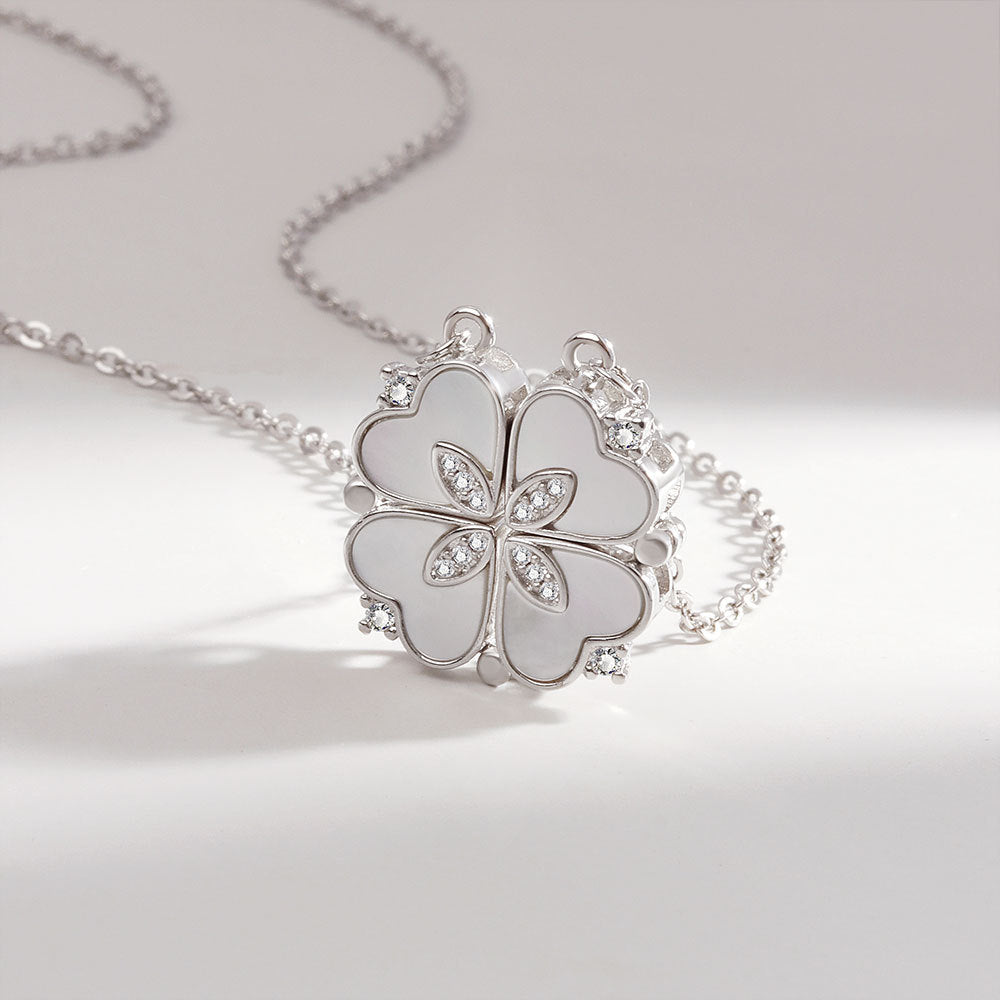 Four Leaf Pearl Hearts Necklace