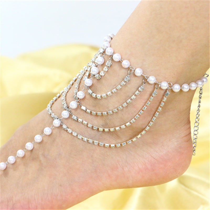Boho Pearl Layered Anklet