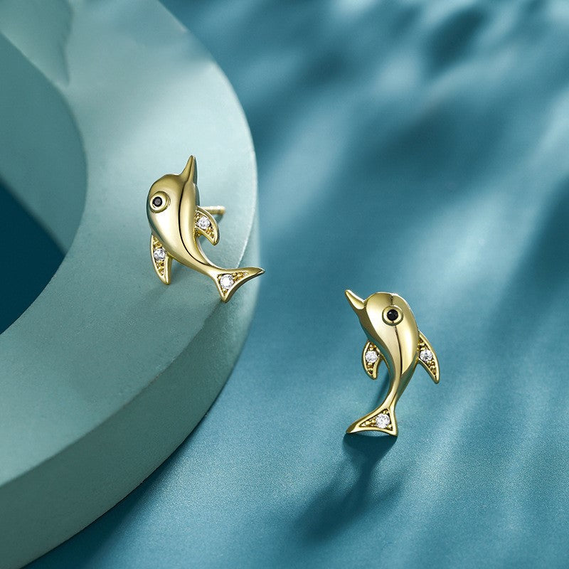 Golden Dolphin Earrings