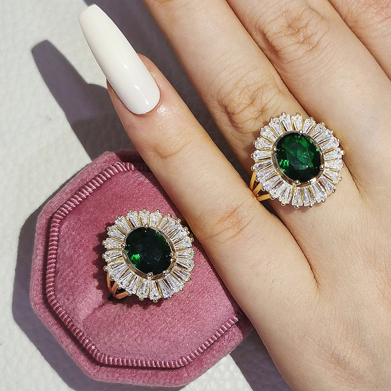 Vintage Starburst Emerald Ring