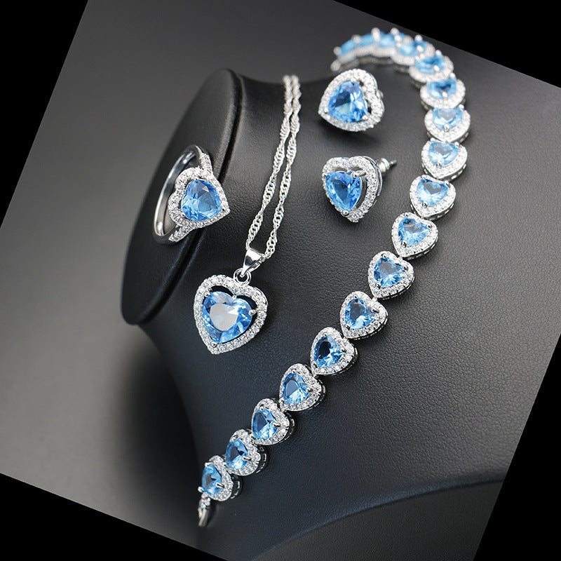 Sparkling Crystal Heart Jewelry Set