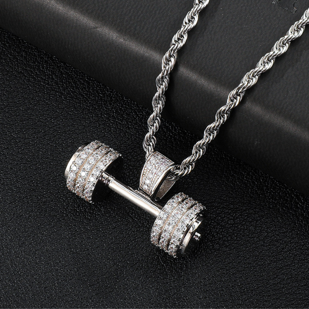Iced Dumbbell Necklace