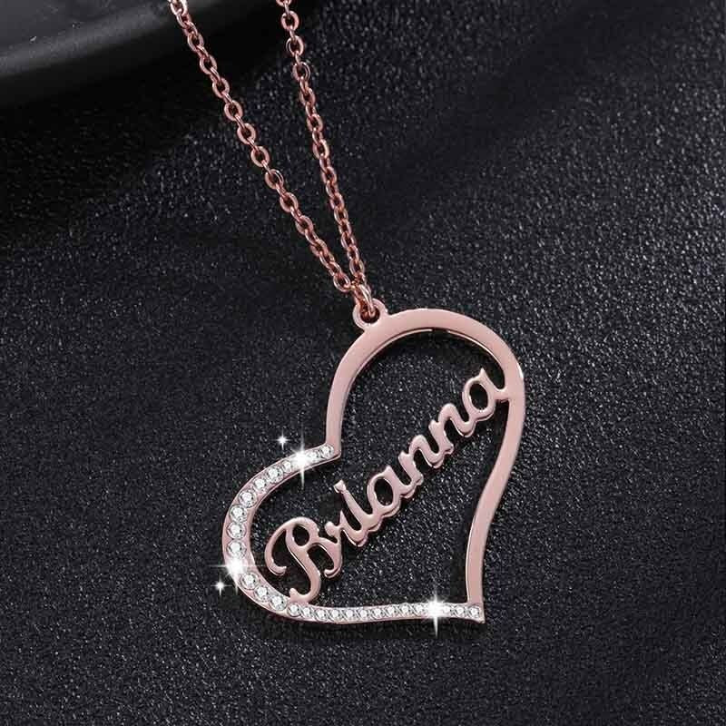 Sparkling Name In Heart Necklace