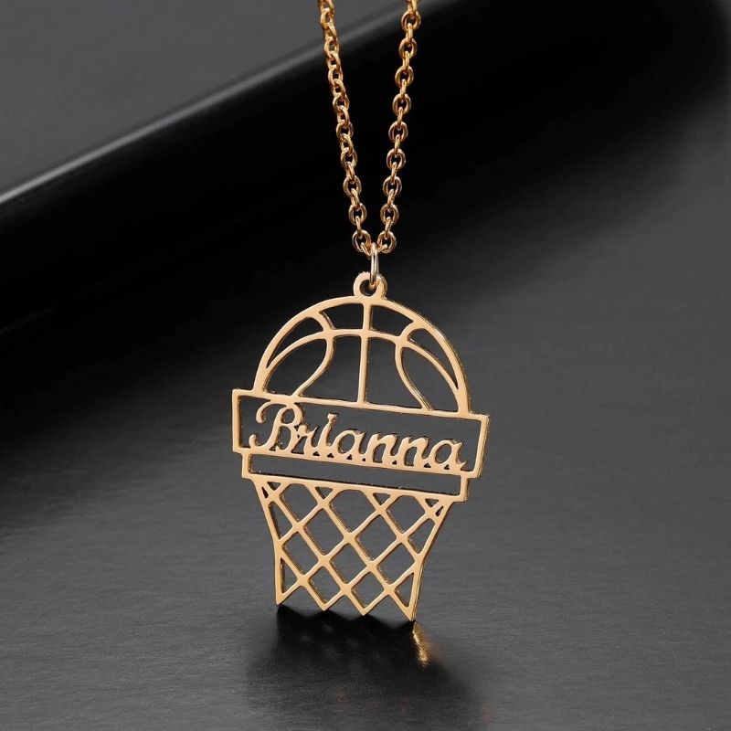 Basketball Hoop Pendant Unisex Name Necklace