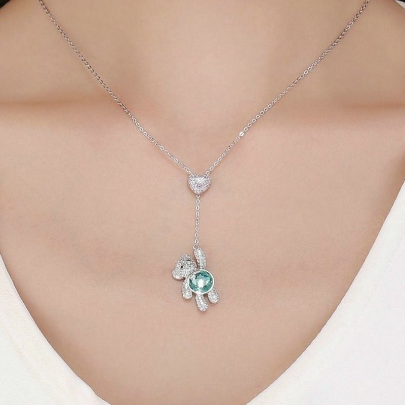 Bear Holding On Heart Necklace