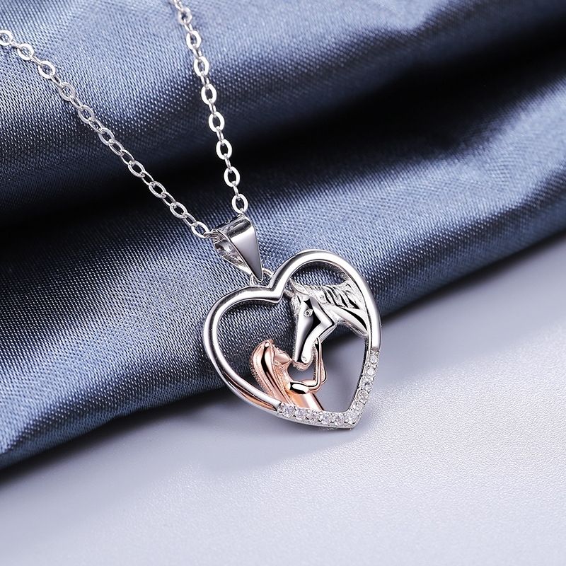 Girl And Horse Heart Necklace