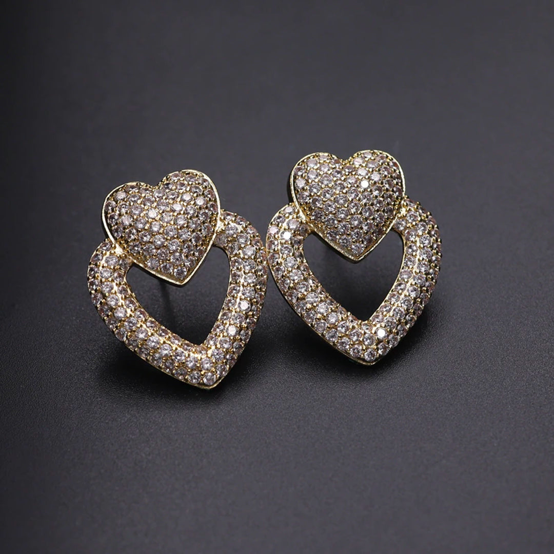 Lustrous Double Heart Jewelry Set