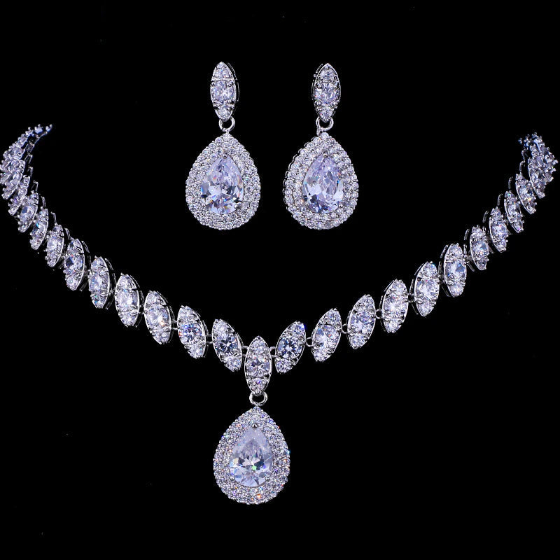 Dainty Droplet Gemstone Jewelry Set
