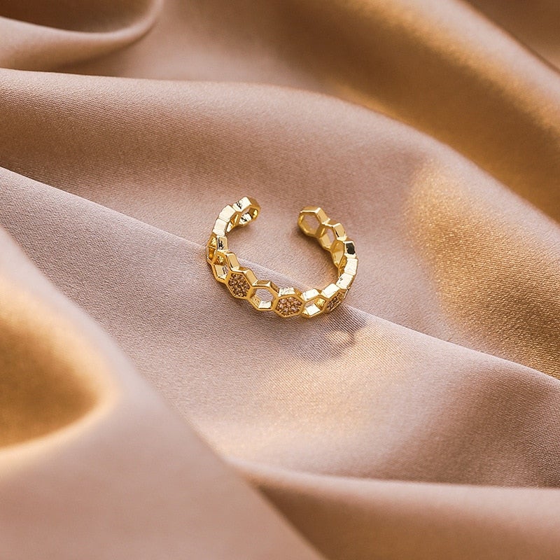 Jenna Gold & Crystal Honeycomb Ring