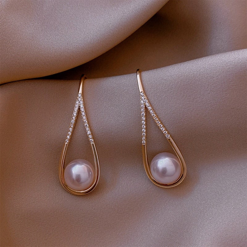 Venus Golden Pearl Drop Earrings