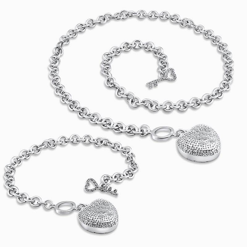 Heart Toggle Key Clasp Jewelry Set