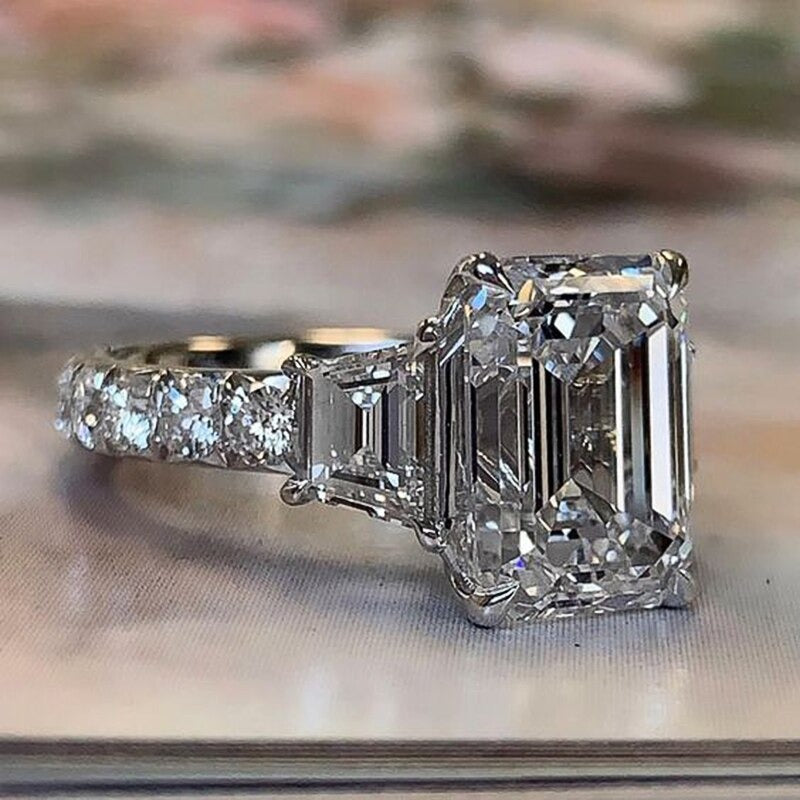 Radiant Crystal Ice Engagement Ring