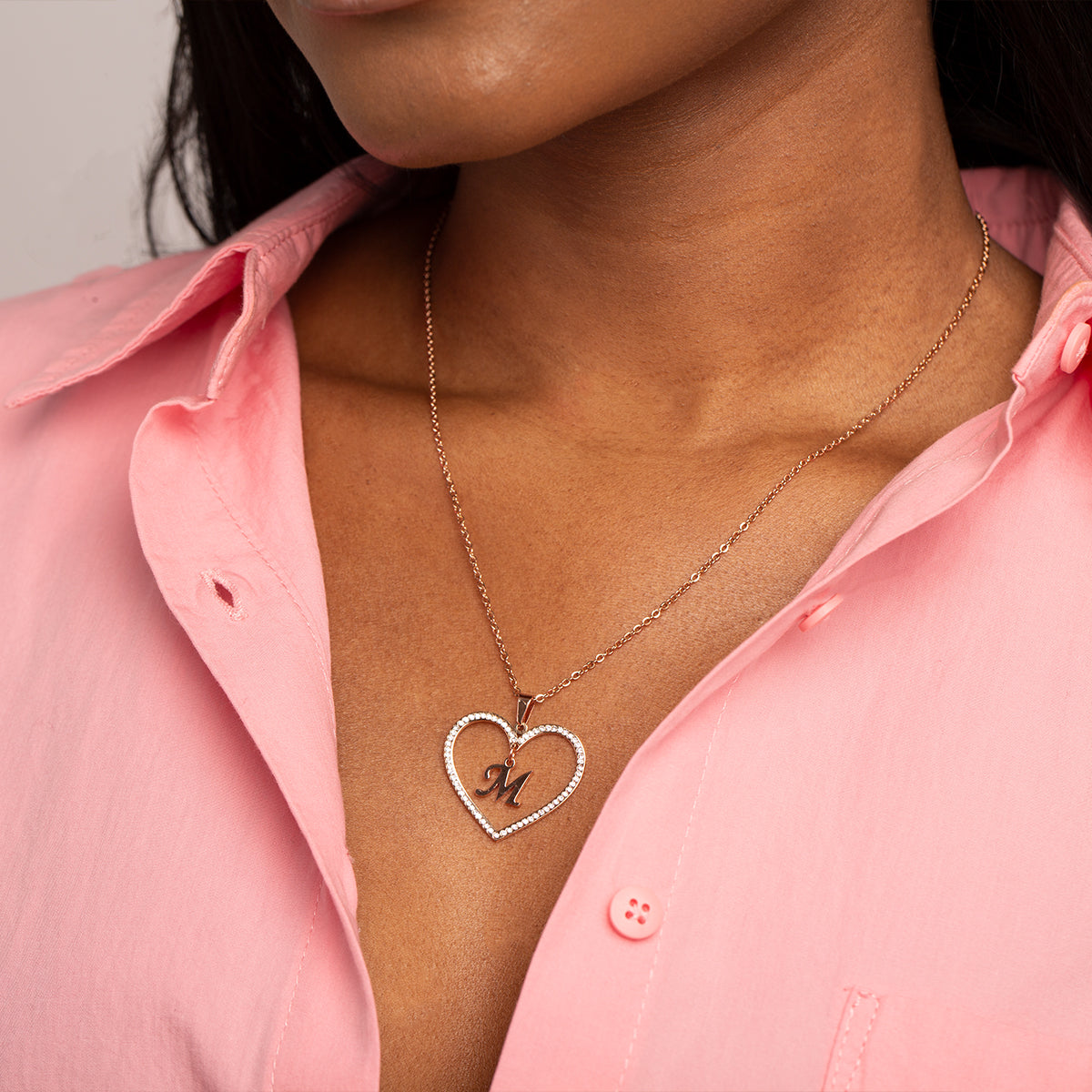 Sparkling Heart Initial Necklace