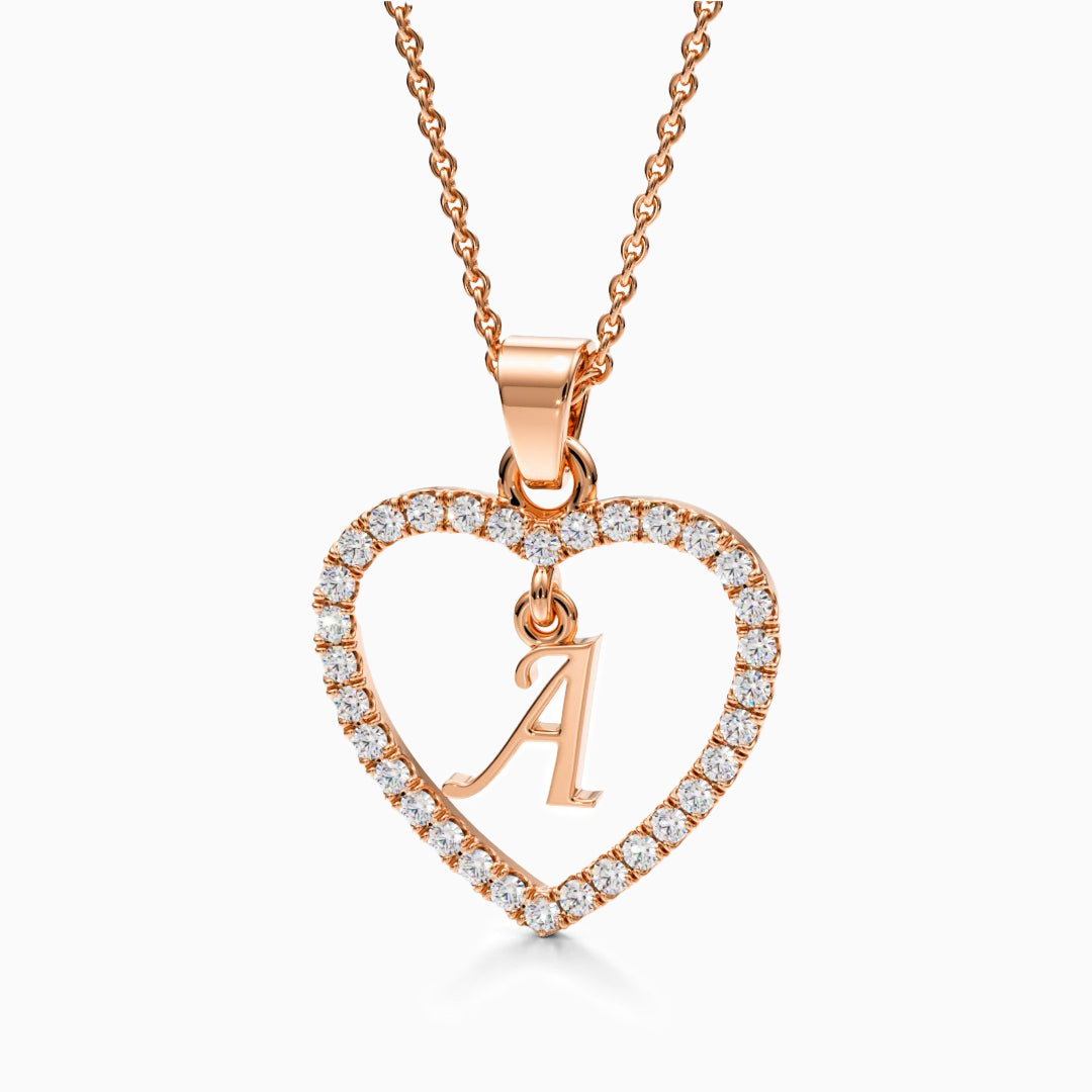 Sparkling Heart Initial Necklace