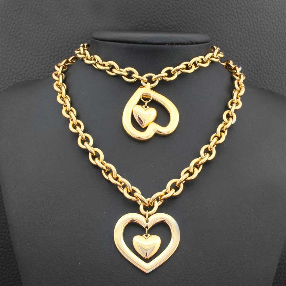 Lustrous Heart In Heart Jewelry Set