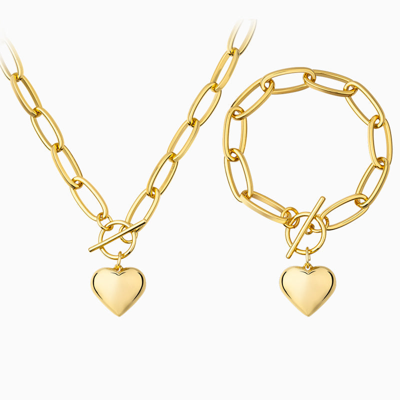 Saint Heart Pendant Jewelry Set